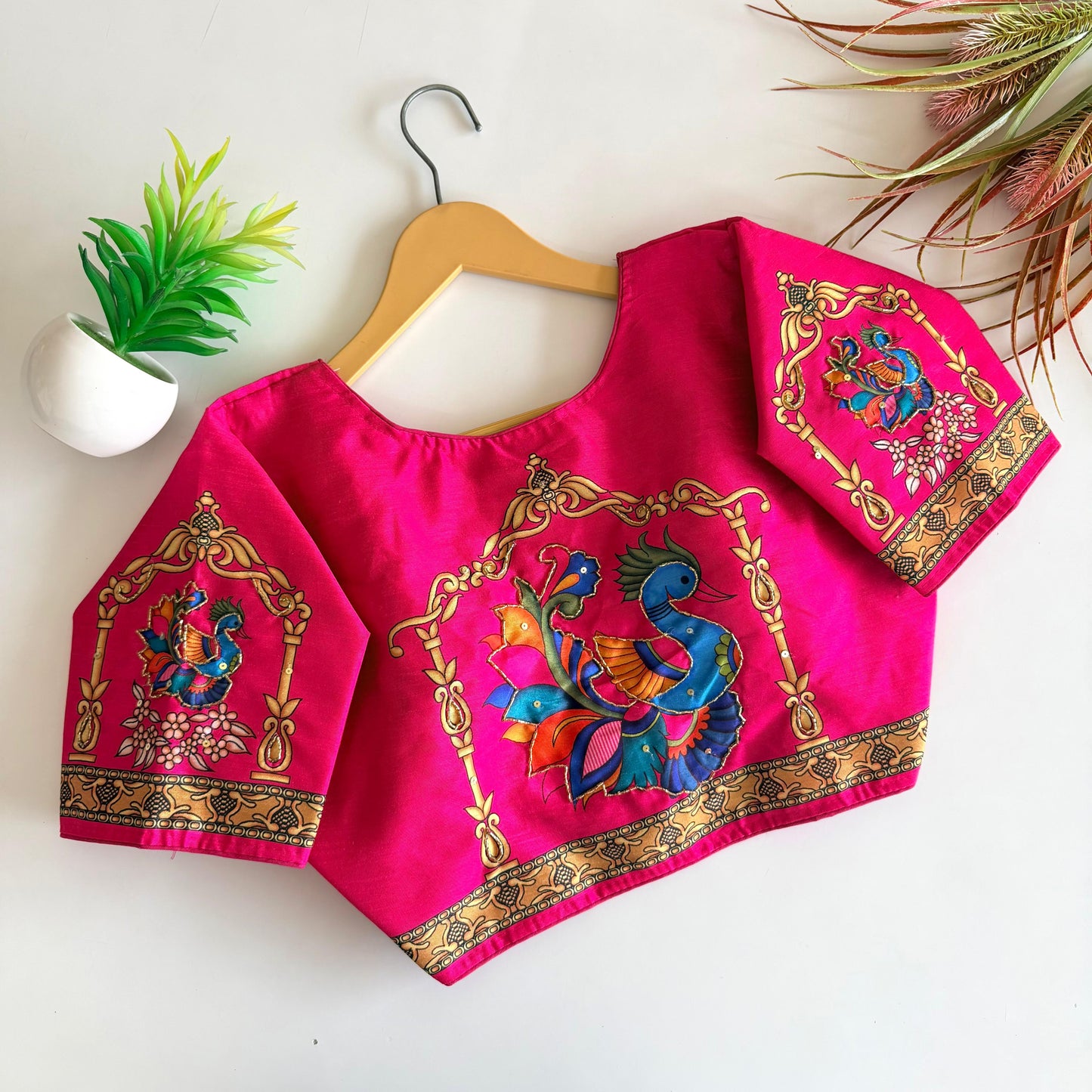 Pure silk fabric with Decent print ready made blouse