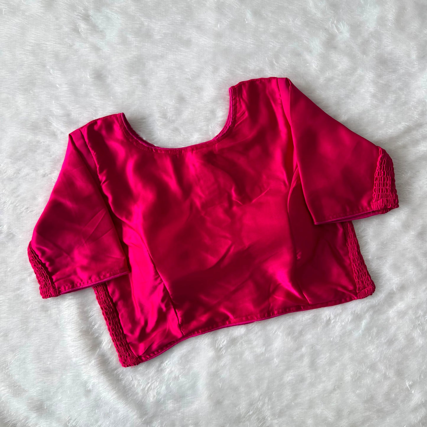 Soft silk fabric with elastic attach for better fitting ready made blouse