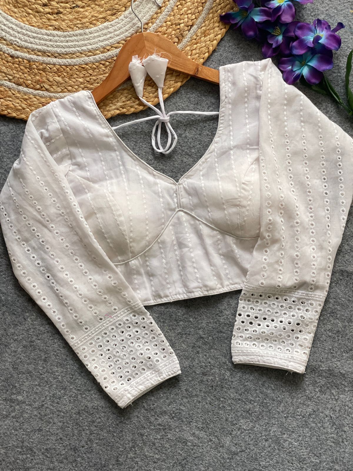 Pure  cotton hakoba full sleeve ready made blouse