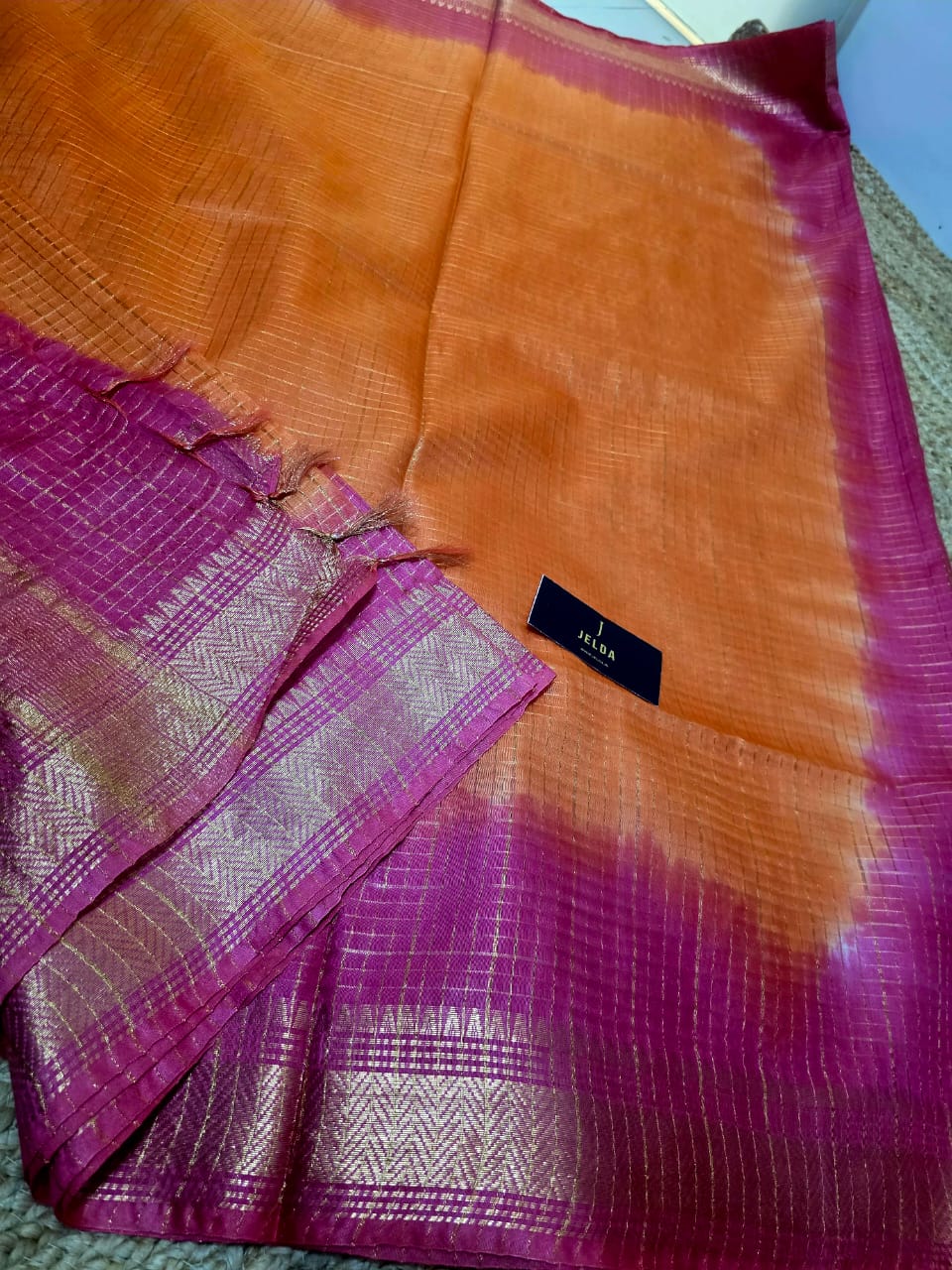 Kota soft golden border saree With contrast running blouse