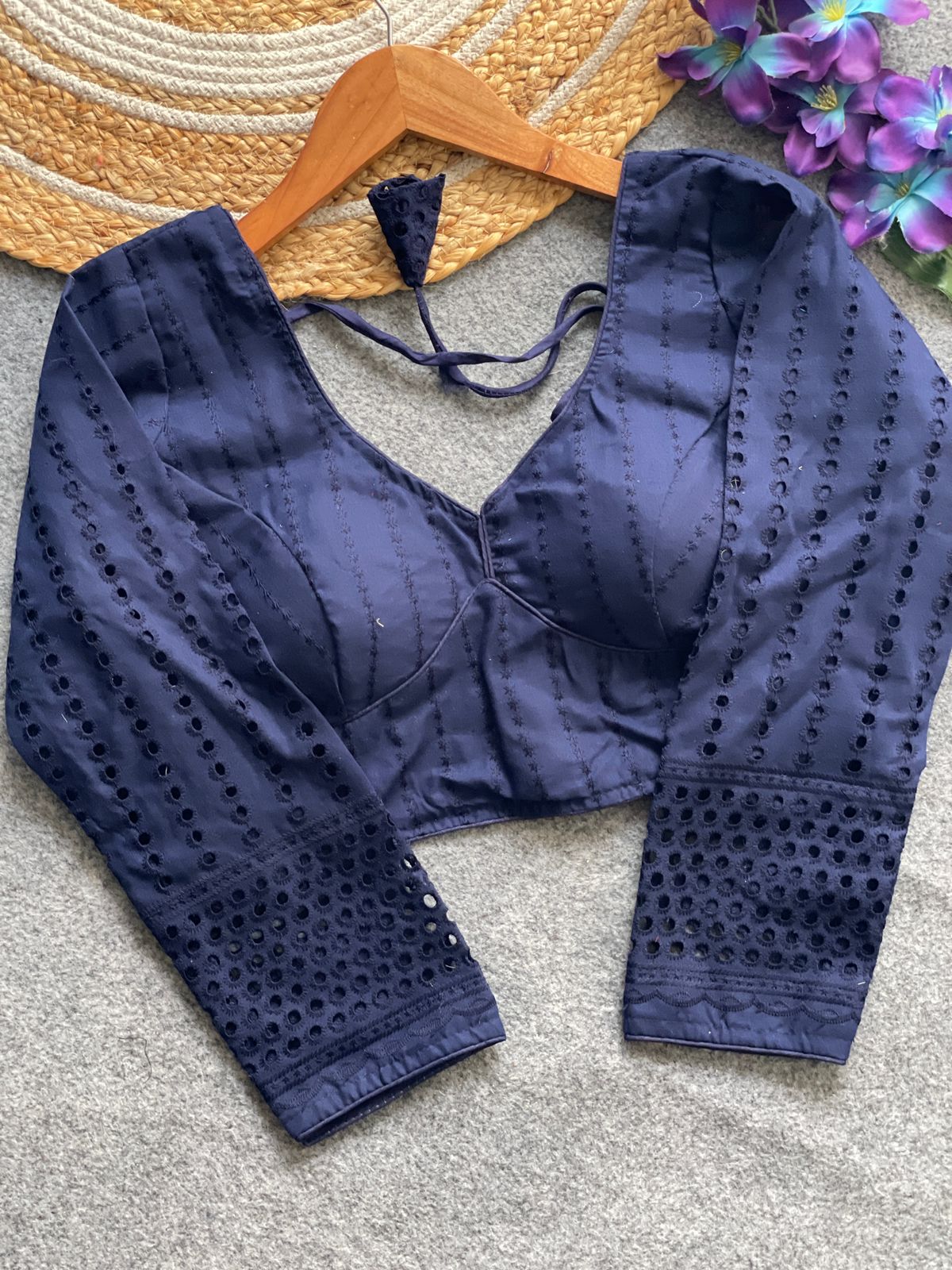 Pure  cotton hakoba full sleeve ready made blouse