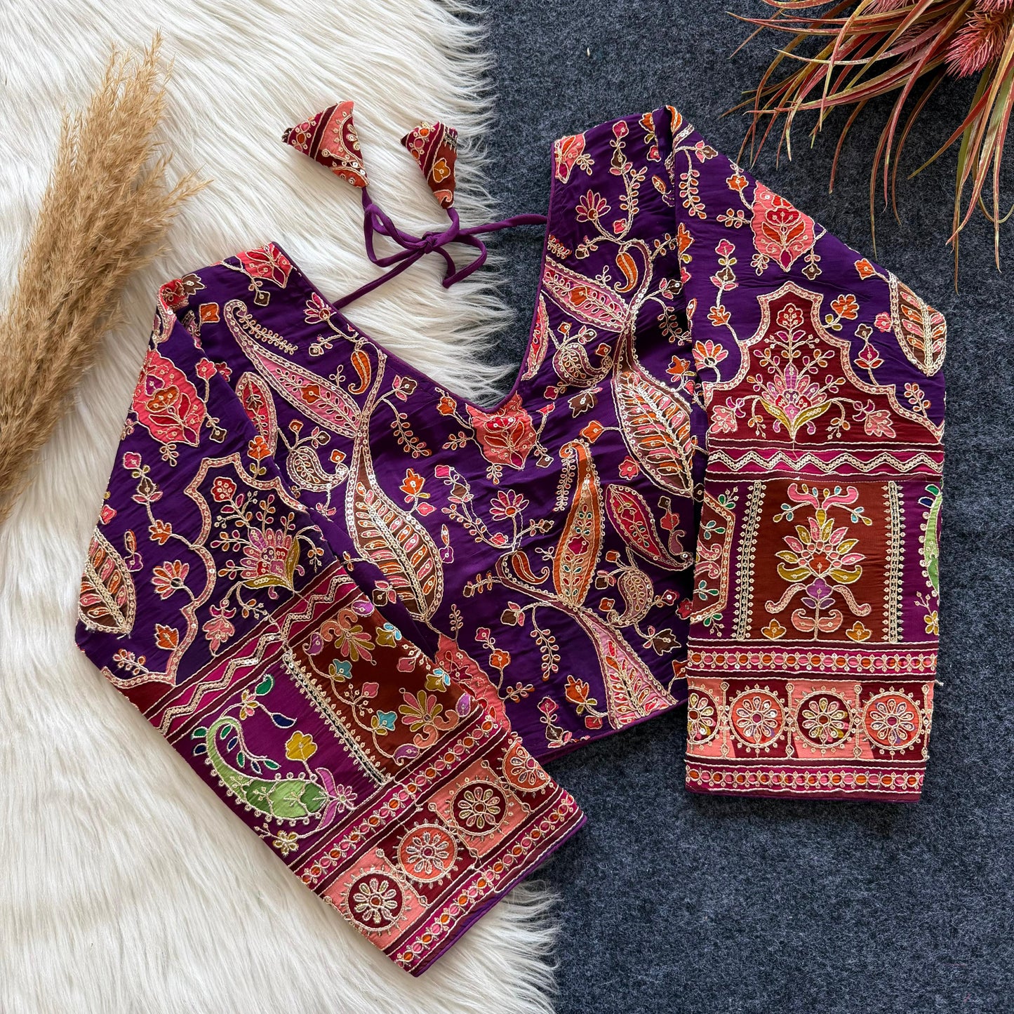 Beautiful flower print print all over ready made blouse