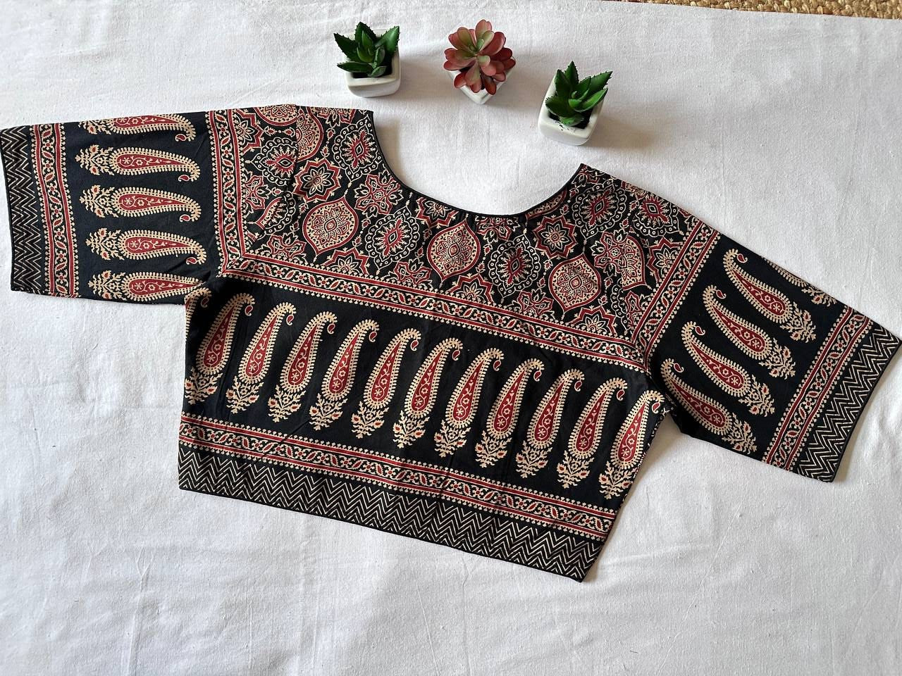 Ajrakh cotton ready made blouse