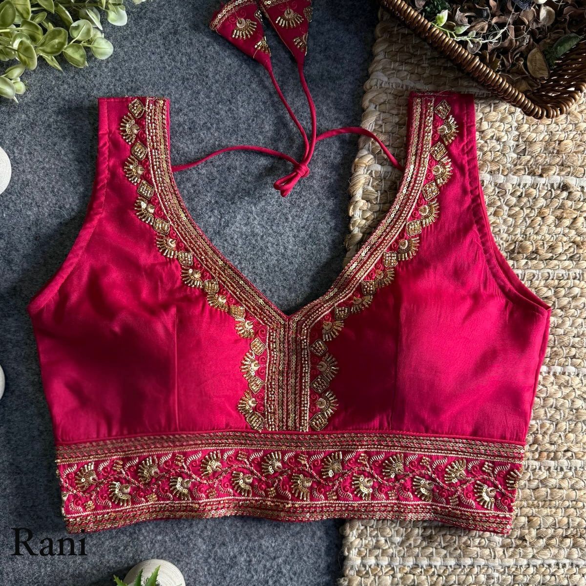 Heavy zari + Codding sequins & Beads Work ready made blouse