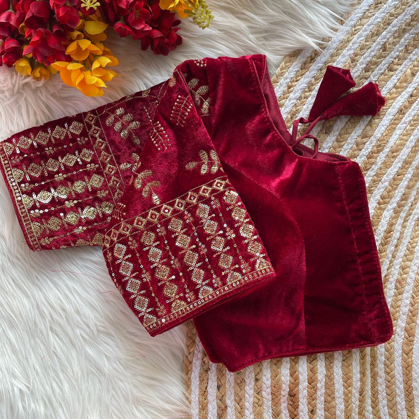 Bridal 9000 velvet embroidery work ready made blouse