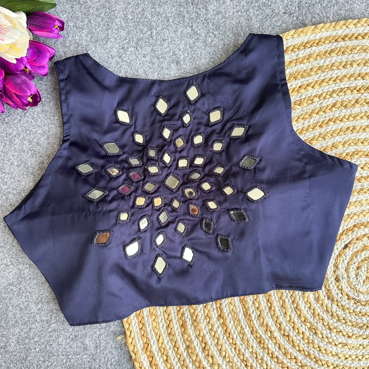 Heavy Satin Hand Mirror ready made blouse