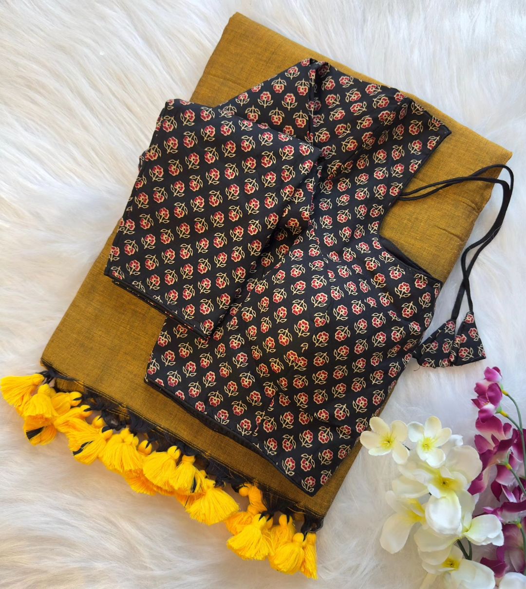Original cotton saree with full sleeve blouse