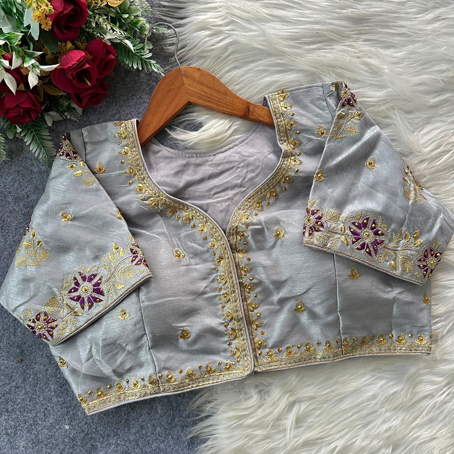 Heavy Embroidery Work ready made blouse