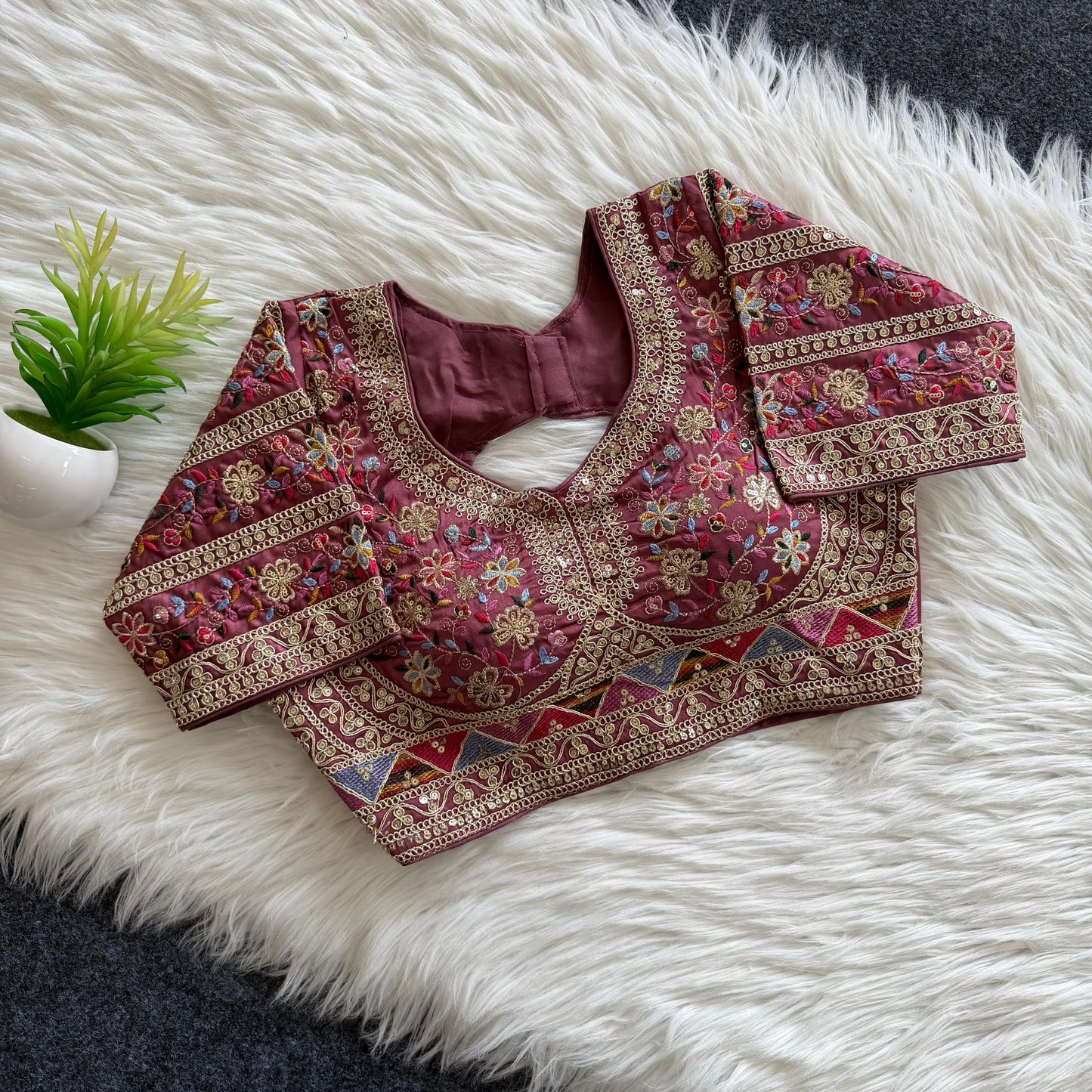 A beautiful work with sequins all over ready made blouse