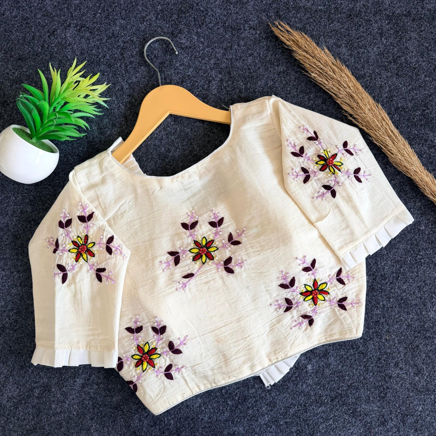 A beauty of handwork all over ready made blouse