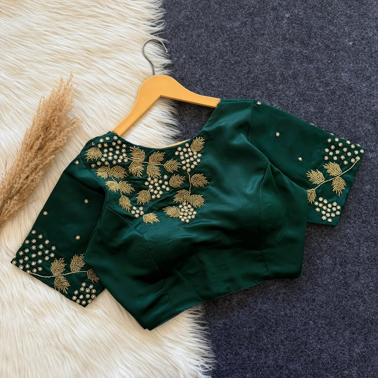 Beautiful handwork front part of blouse and sleeve ready made blouse