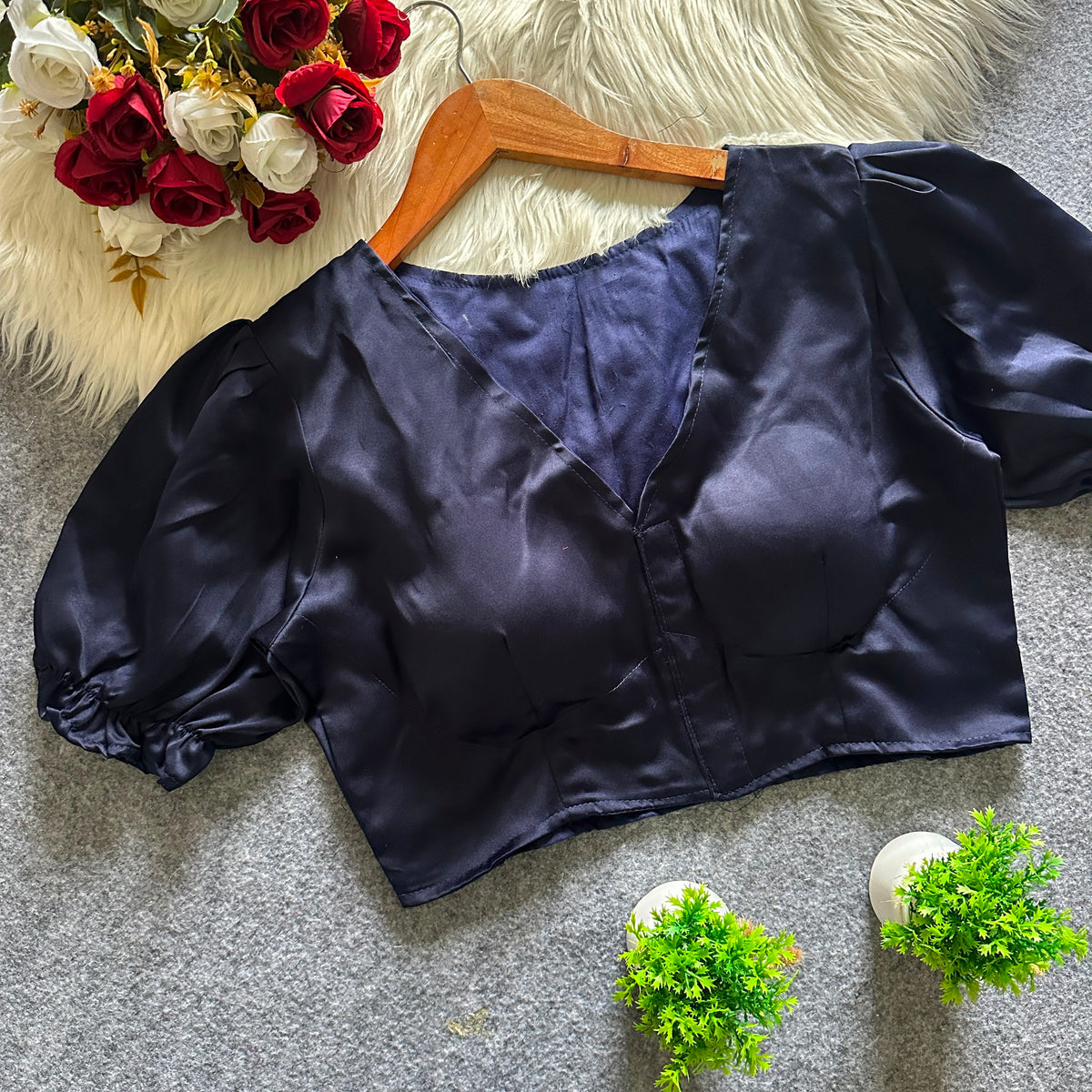 Pure malai satin ready made blouse