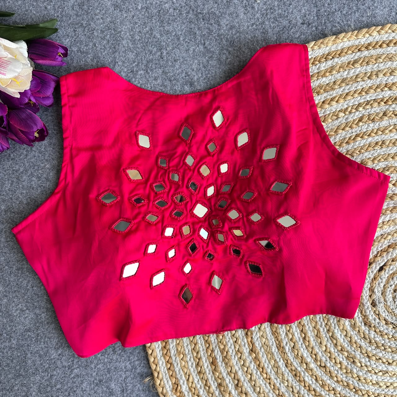 Heavy Satin Hand Mirror ready made blouse