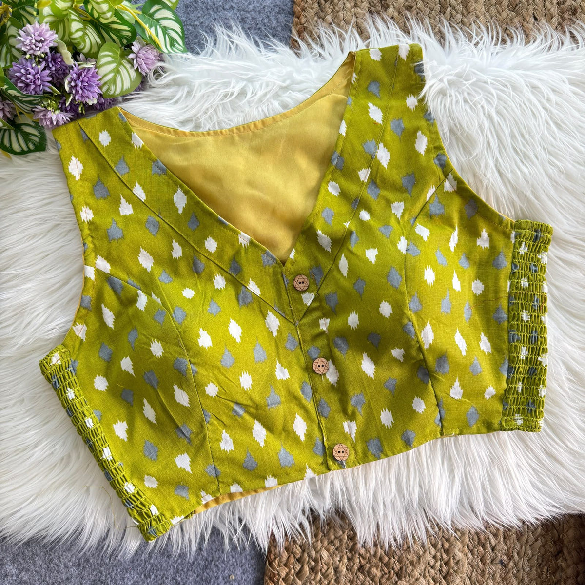 Presenting flexi fit Pure Ajrakh Bandhani Print Cotton ready made blouse