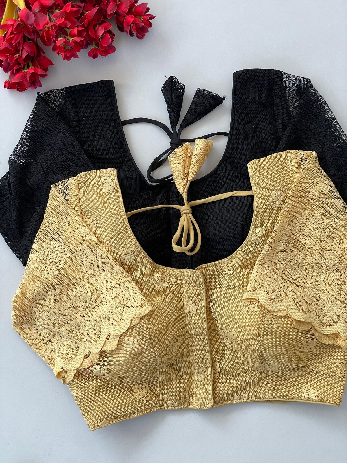 Knitting super net cutwork ready made blouse