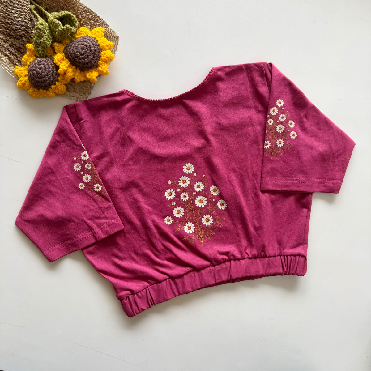 Beautiful block print with elastic ready made blouse