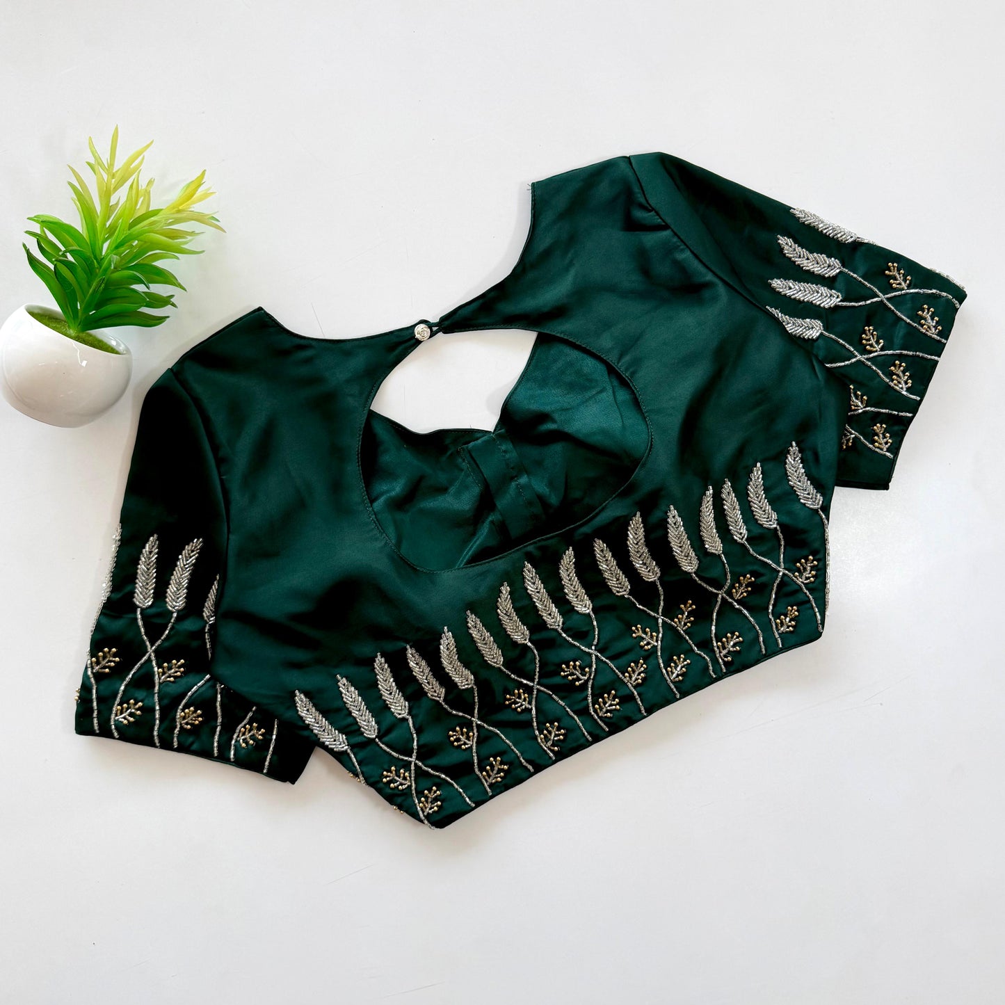Beautiful handwork with pearl and kardana touch up all over ready made blouse