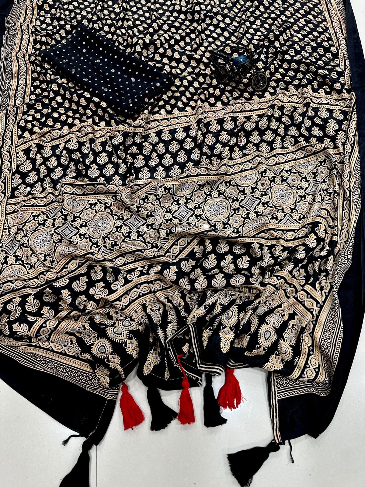 Crep silk satin With original mirror work saree