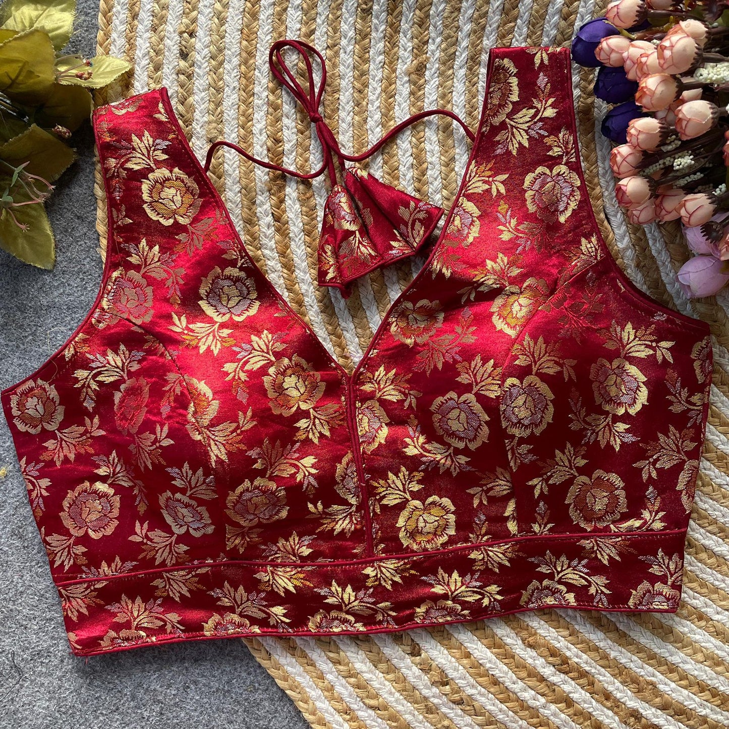 Dola silk sleeveless ready made blouse