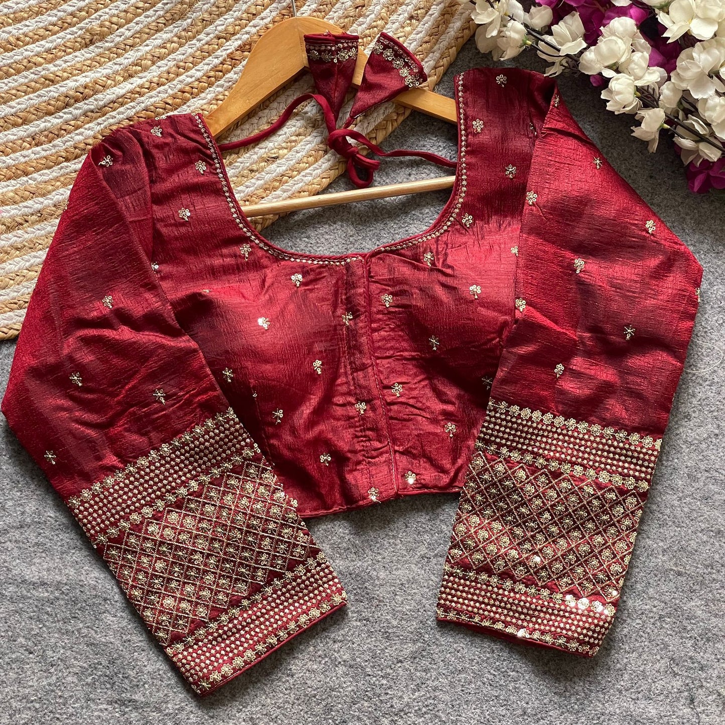 Vichitra Silk 3/4 sleeve ready made blouse