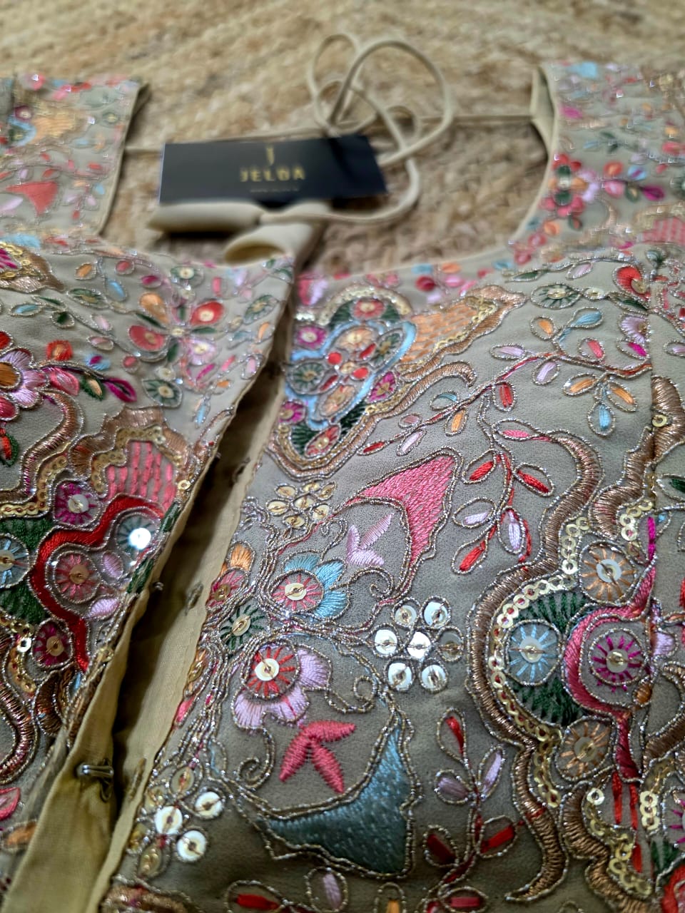 Beautiful Georgette fabric with multi colour embroidery work ready made blouse