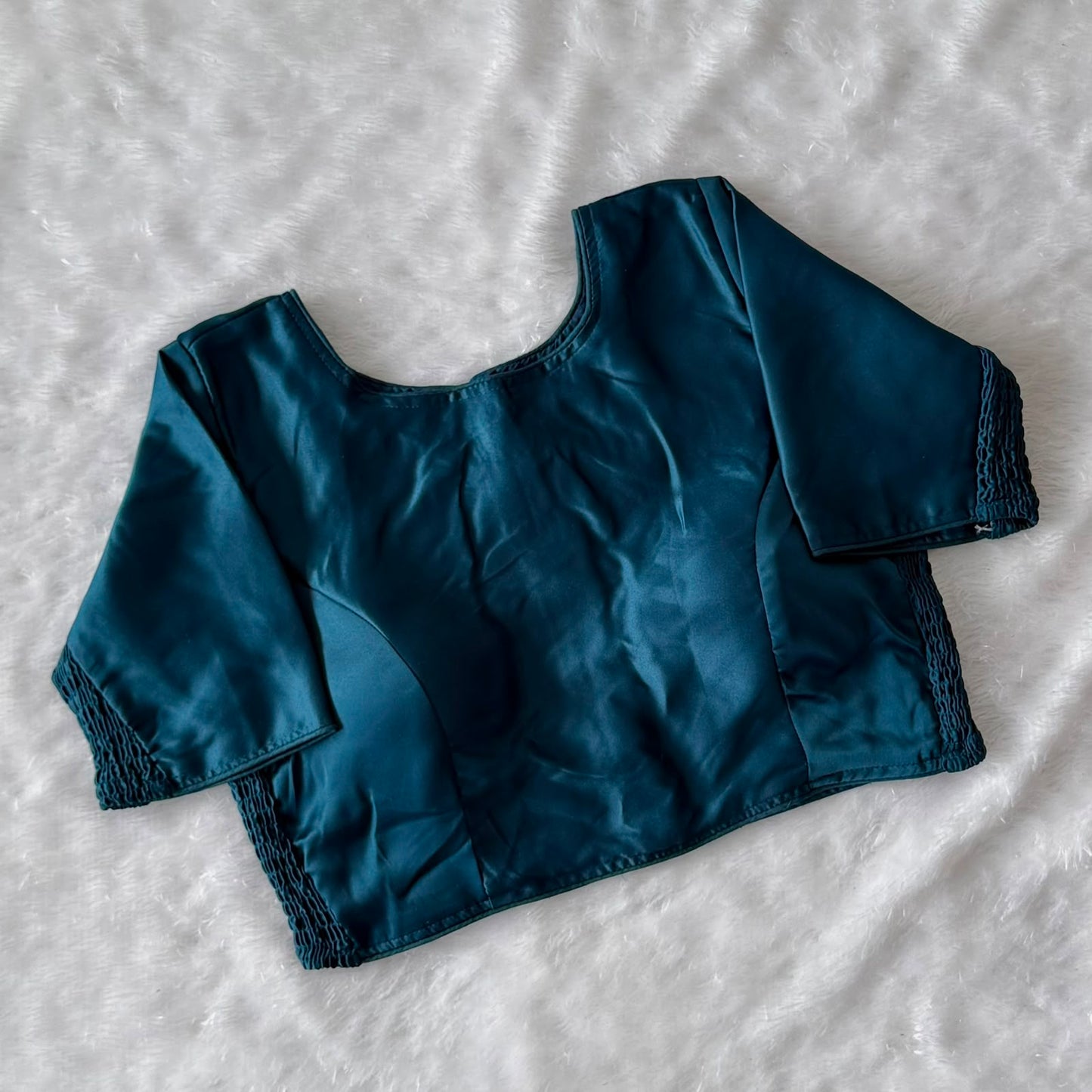 Soft silk fabric with elastic attach for better fitting ready made blouse