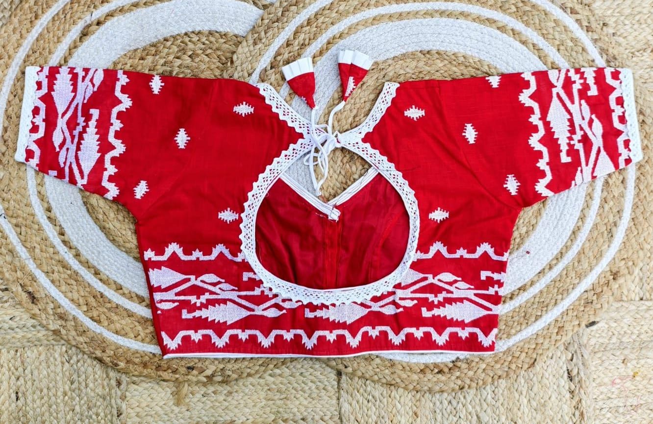 Jamdani handloom weaving cotton ready made blouse