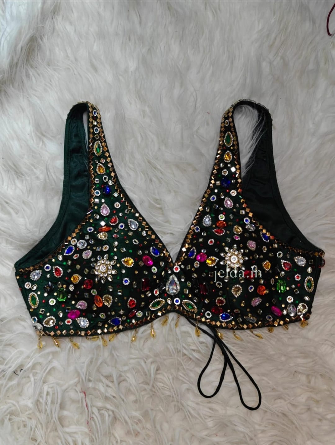 Exclusive jewellary stone work sleeveless custom made blouse