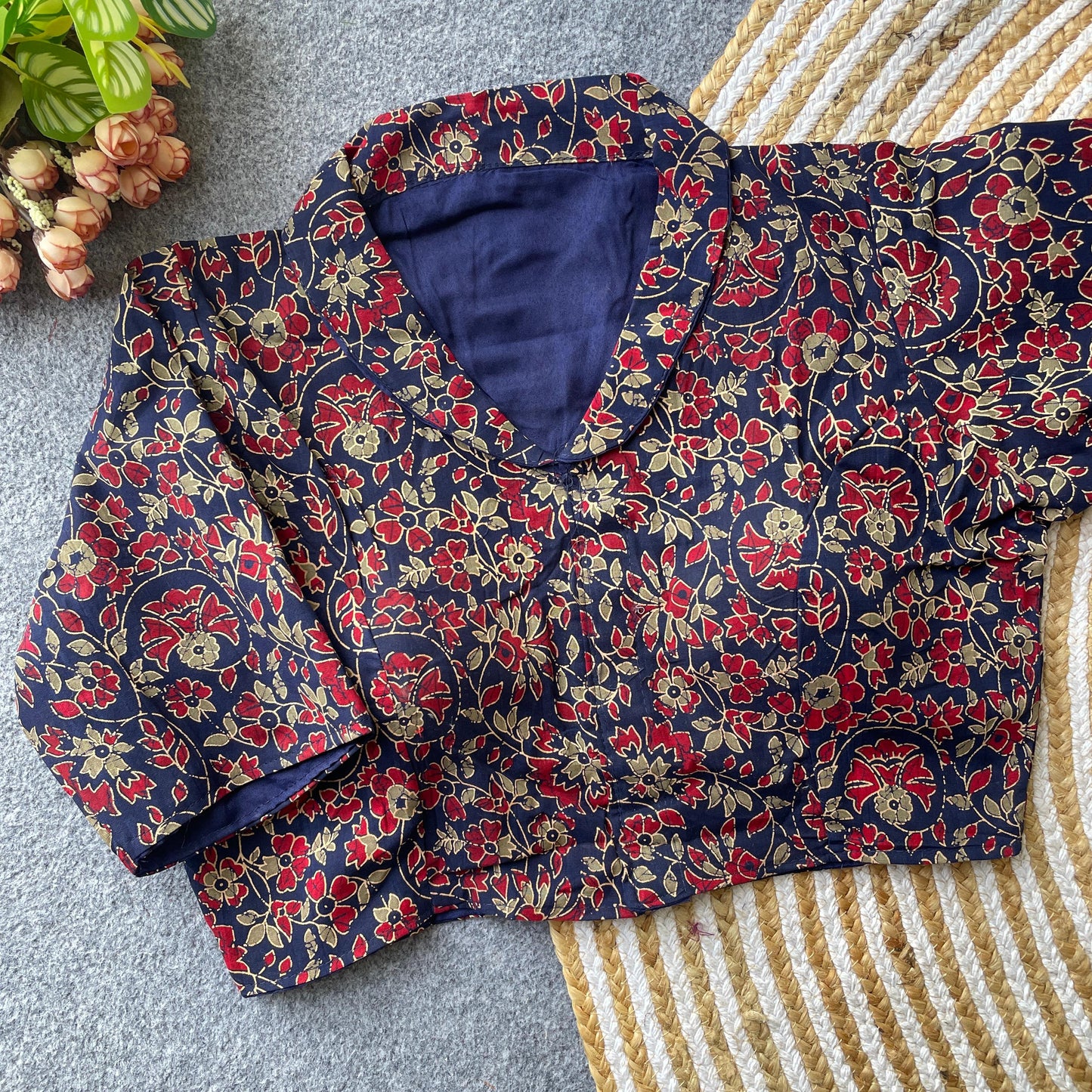 Pure Cotton Ajrakh ready made blouse