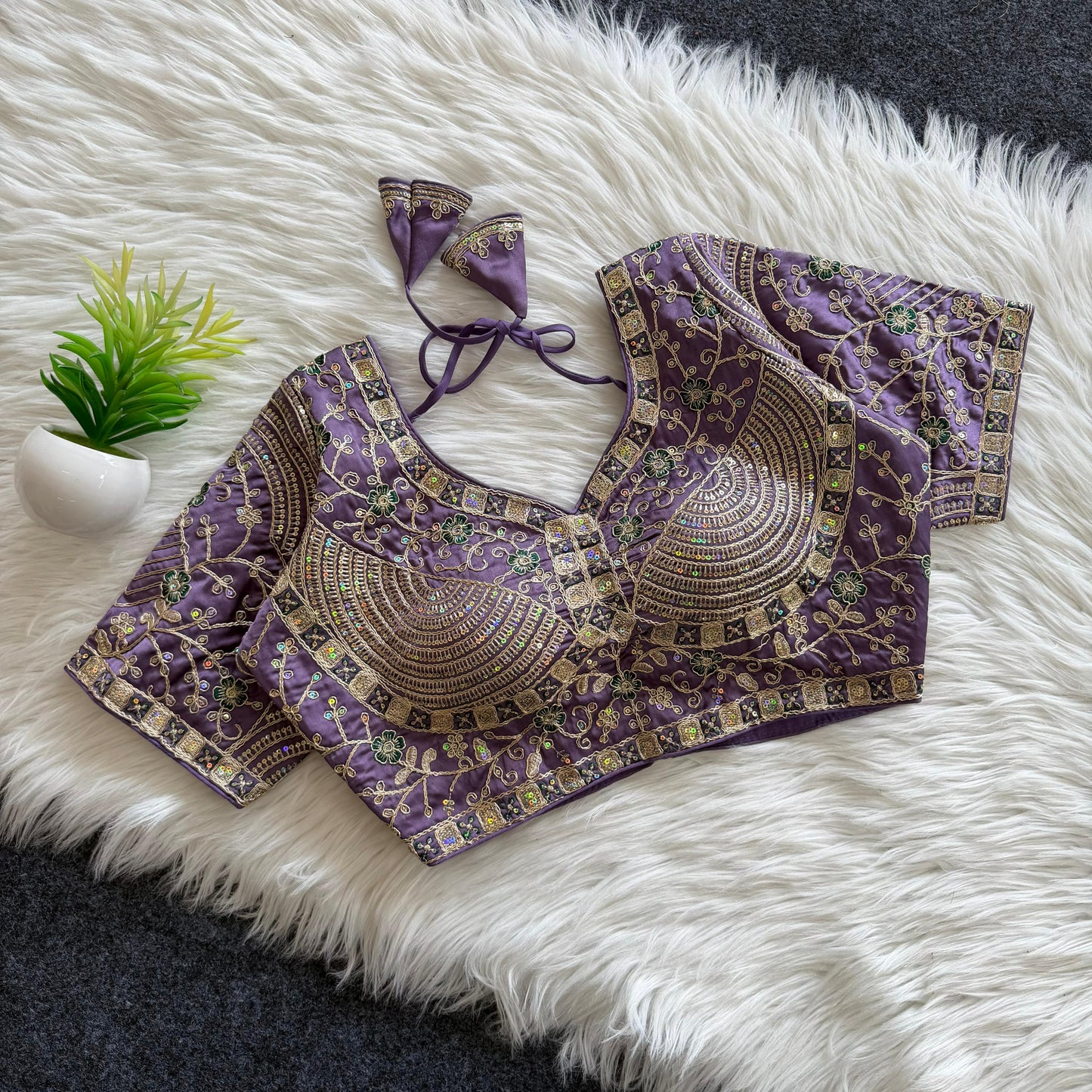 A beautiful work with sequins all over ready made blouse