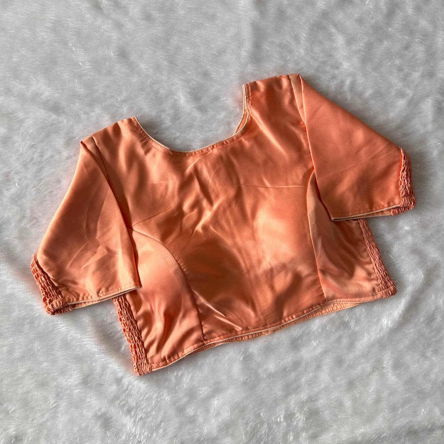 Soft silk fabric with elastic attach for better fitting ready made blouse
