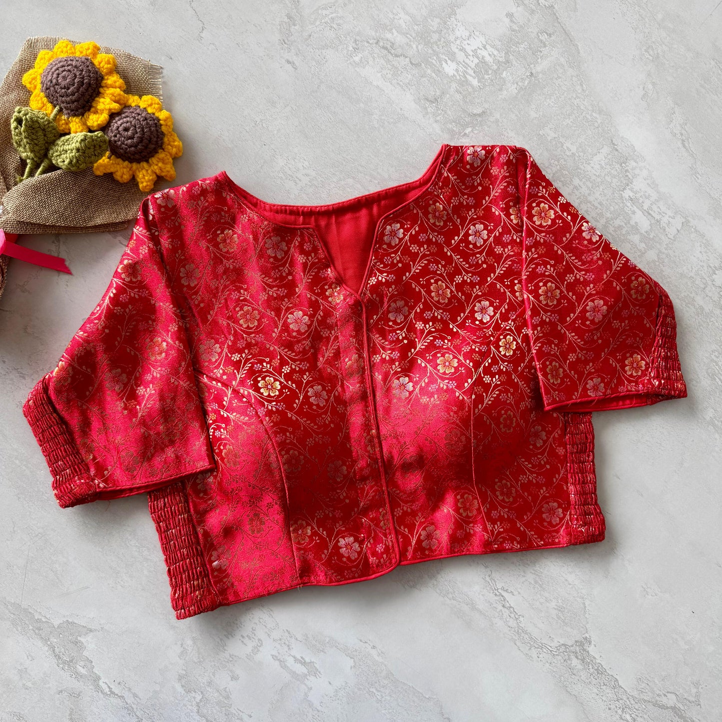 A beauty of weaving work all over ready made blouse