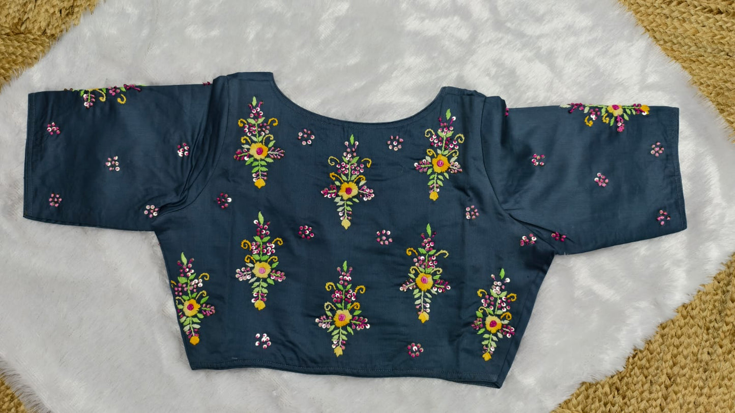 Cotton silk kundan ready made blouse