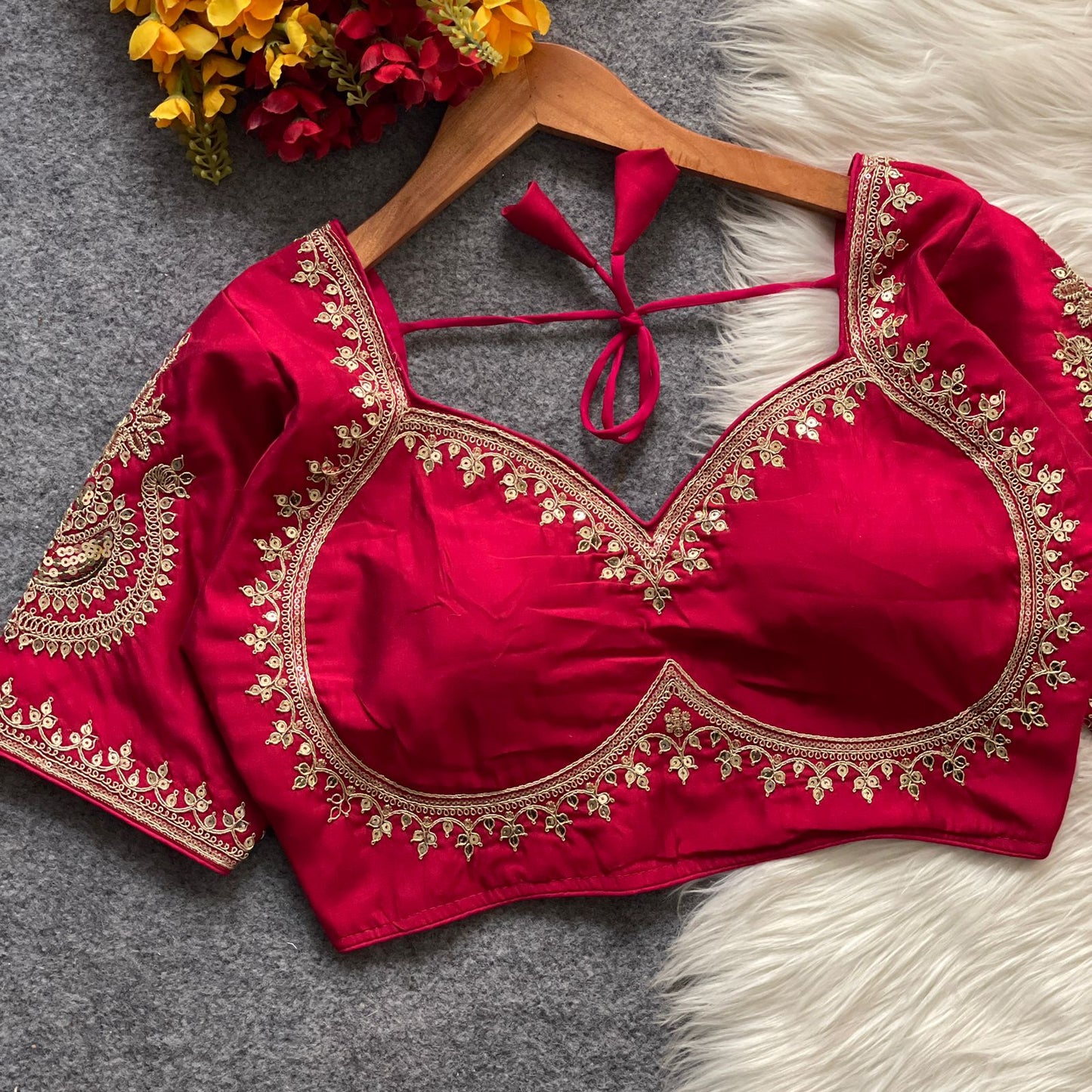 Heavy pure roman silk ready made blouse