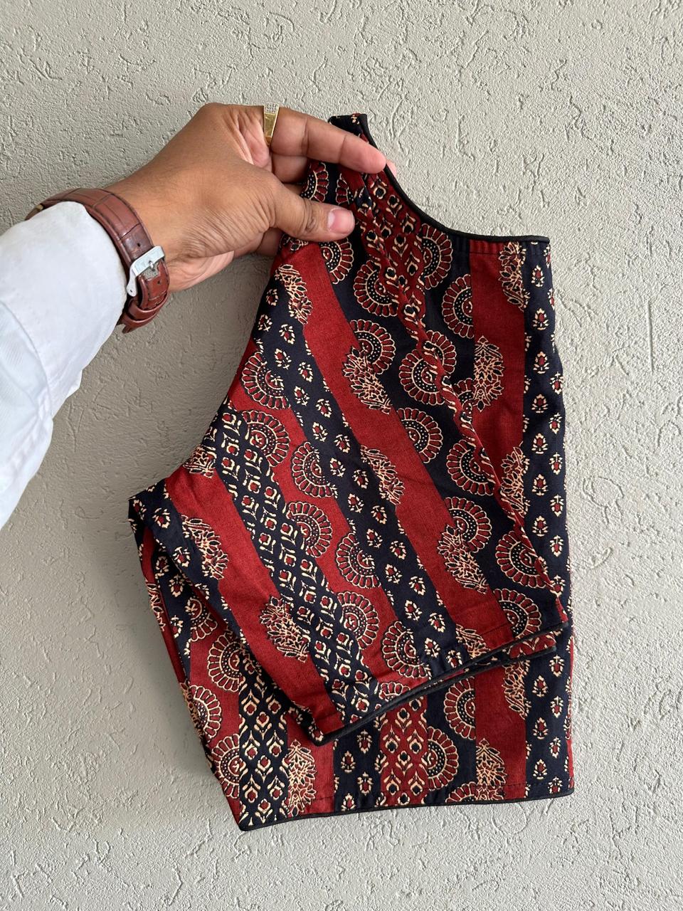 Pure Ajrakh Cotton ready made blouse