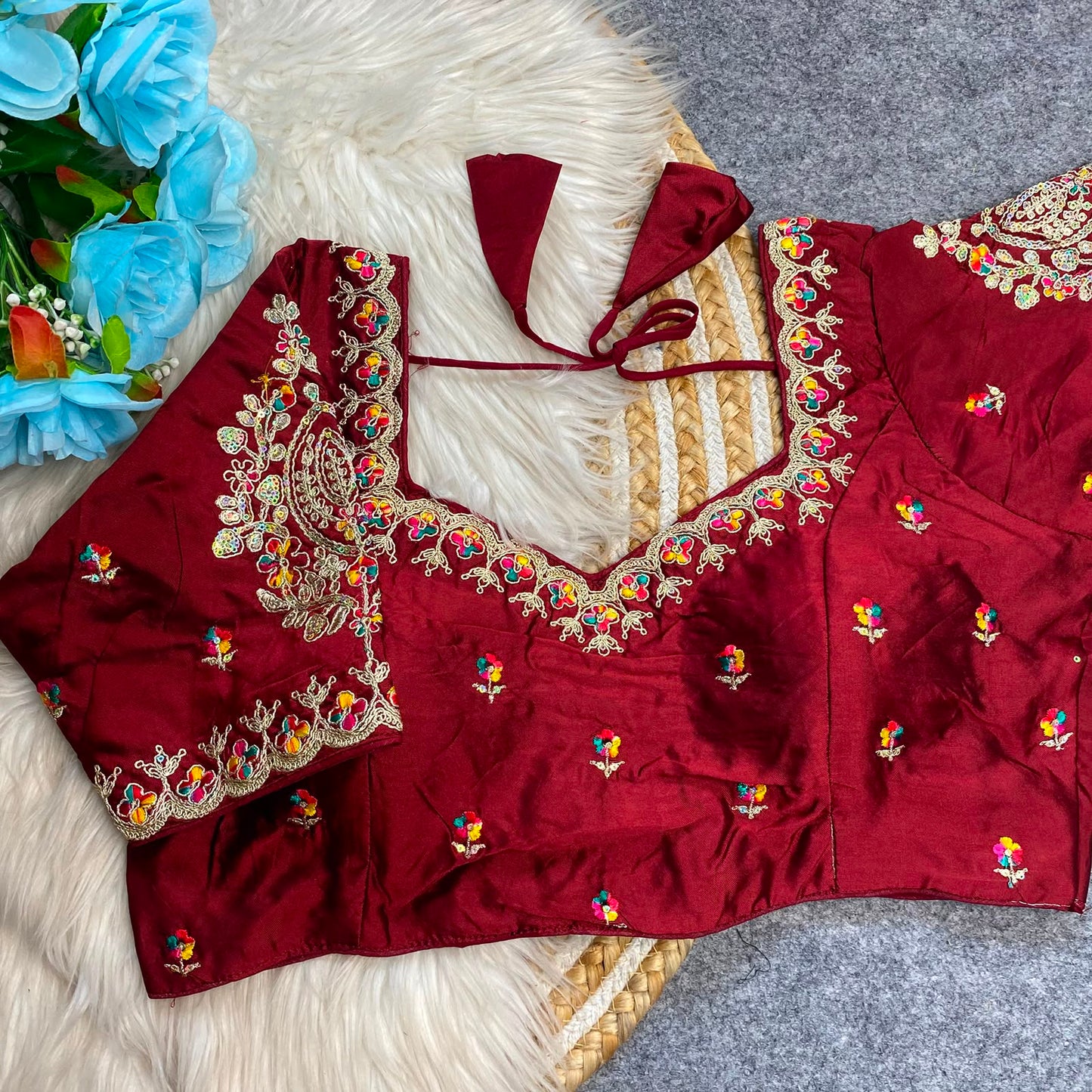 Heavy Embroidery Work ready made blouse
