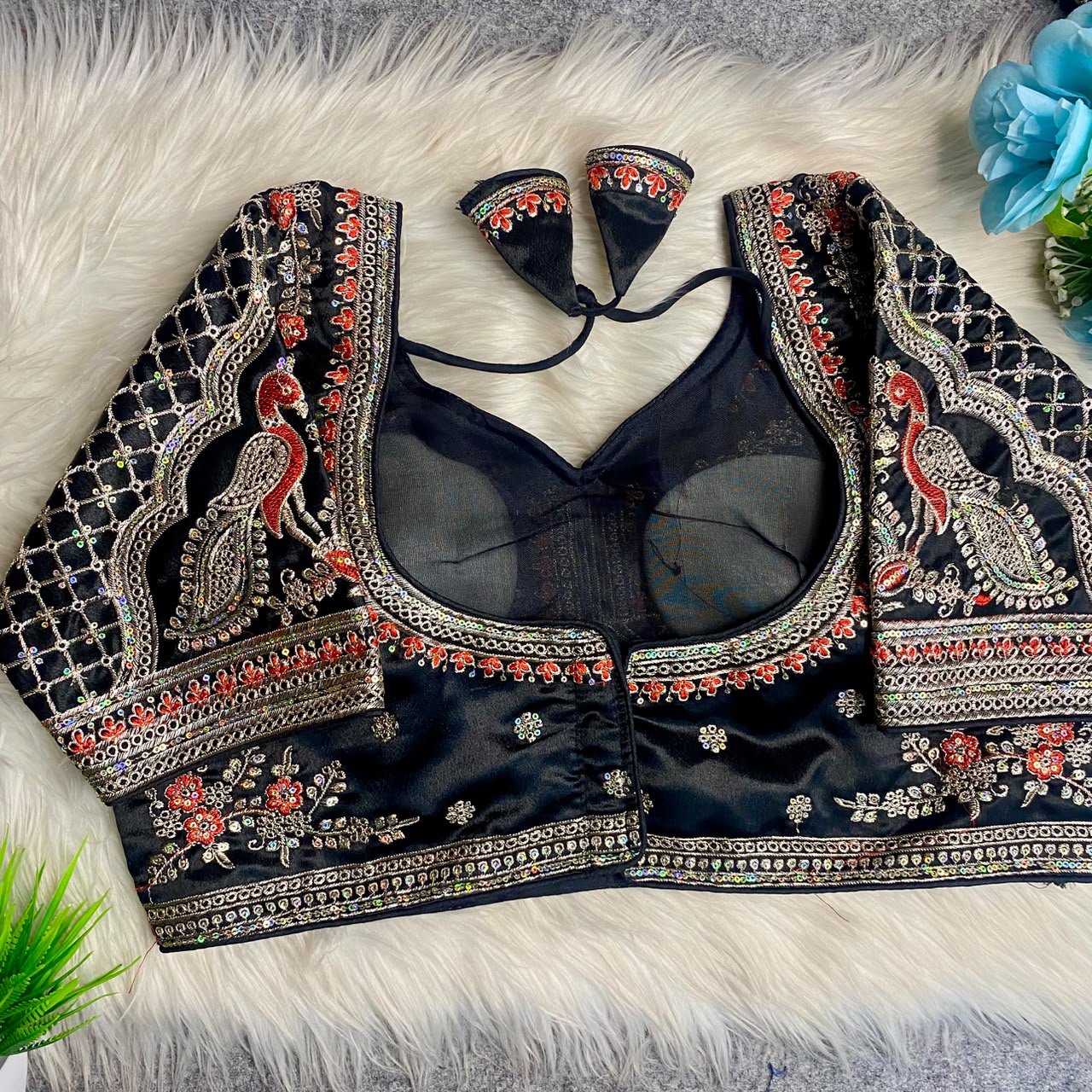 Heavy Embroidery Work ready made blouse