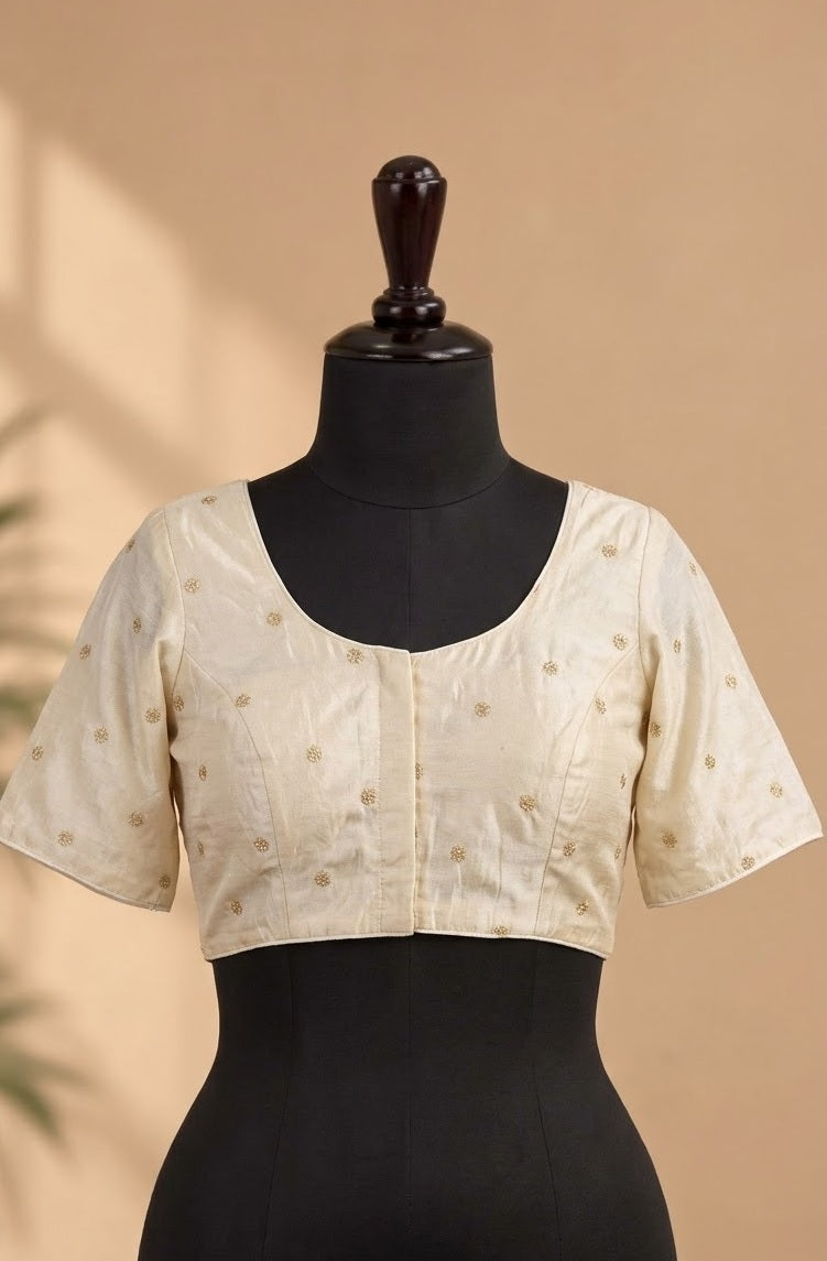 Cream & Gold Zari Buta Designer ready made blouse