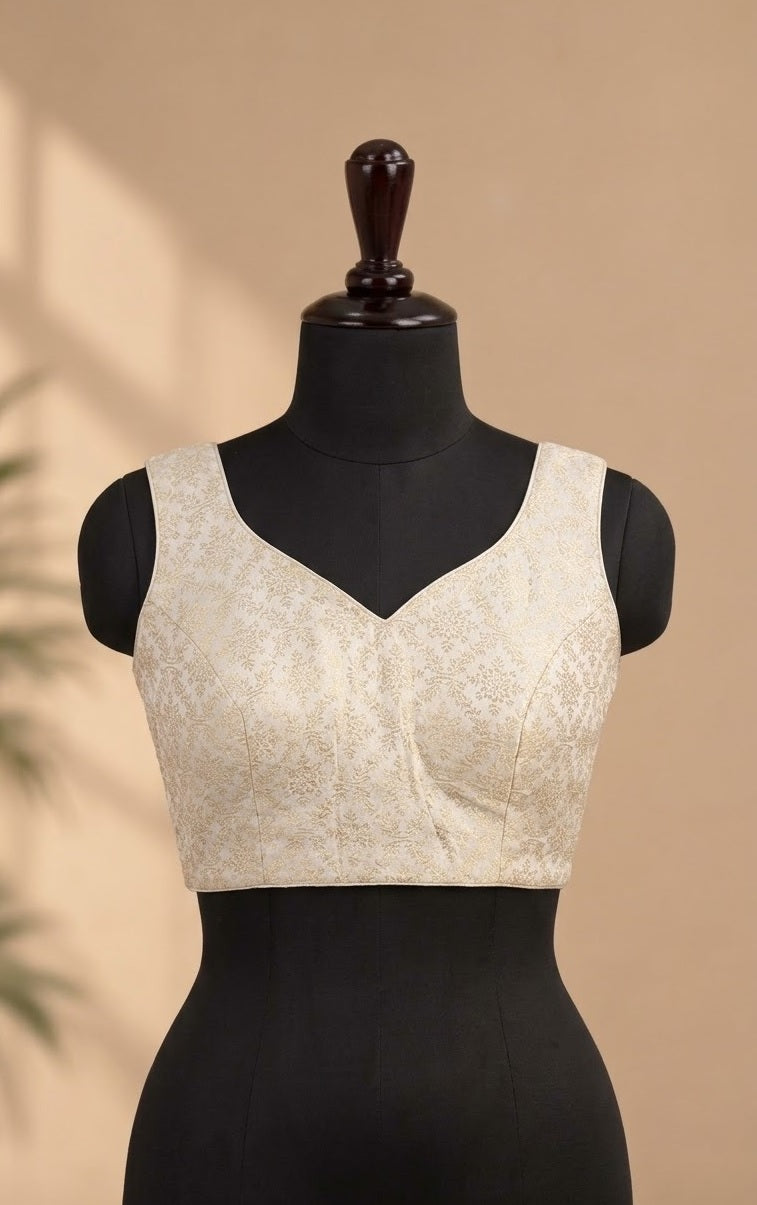Woven Gold Floral Brocade ready made blouse