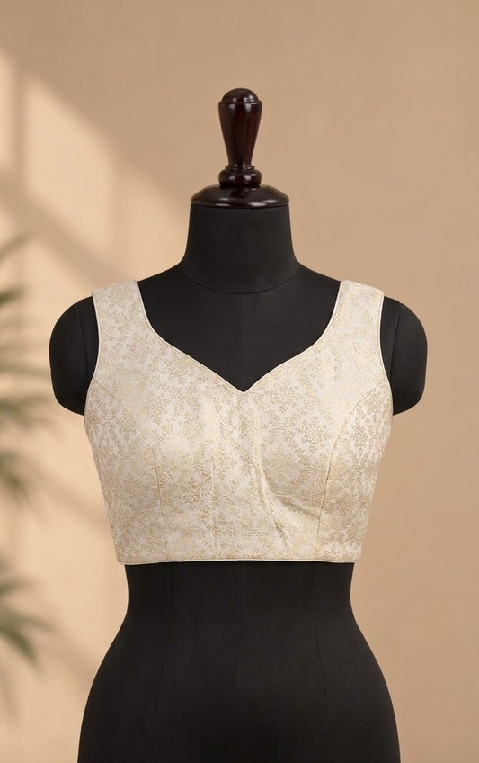 Woven Gold Floral Brocade ready made blouse