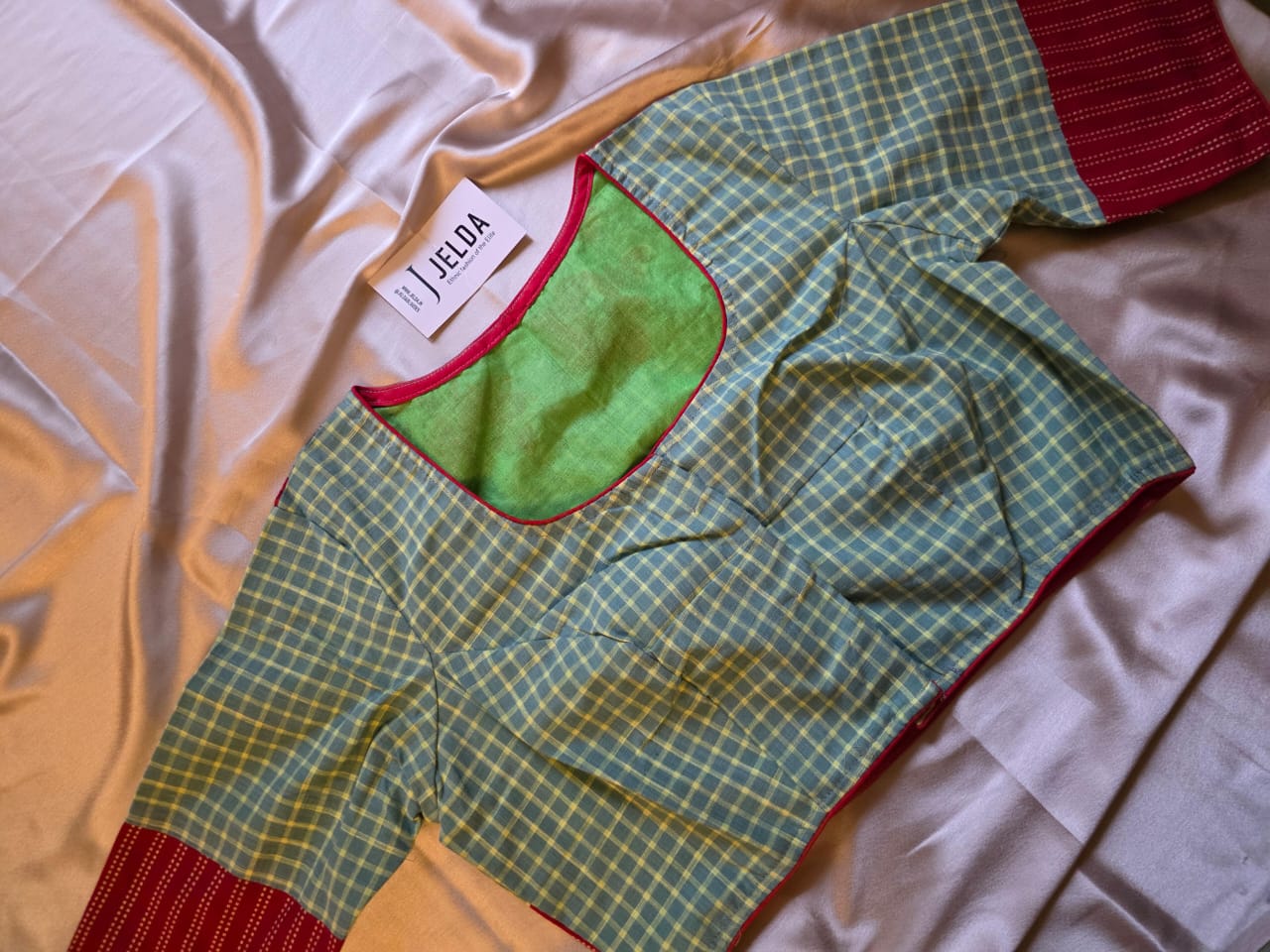 Cotton checked designer blouse