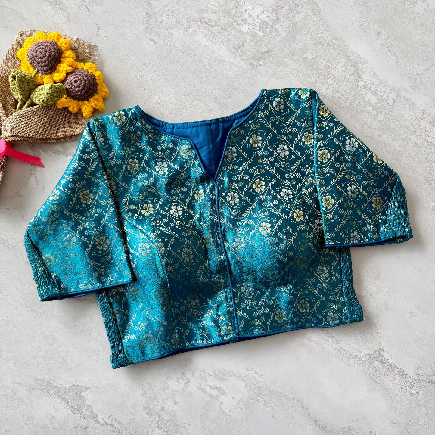 A beauty of weaving work all over ready made blouse