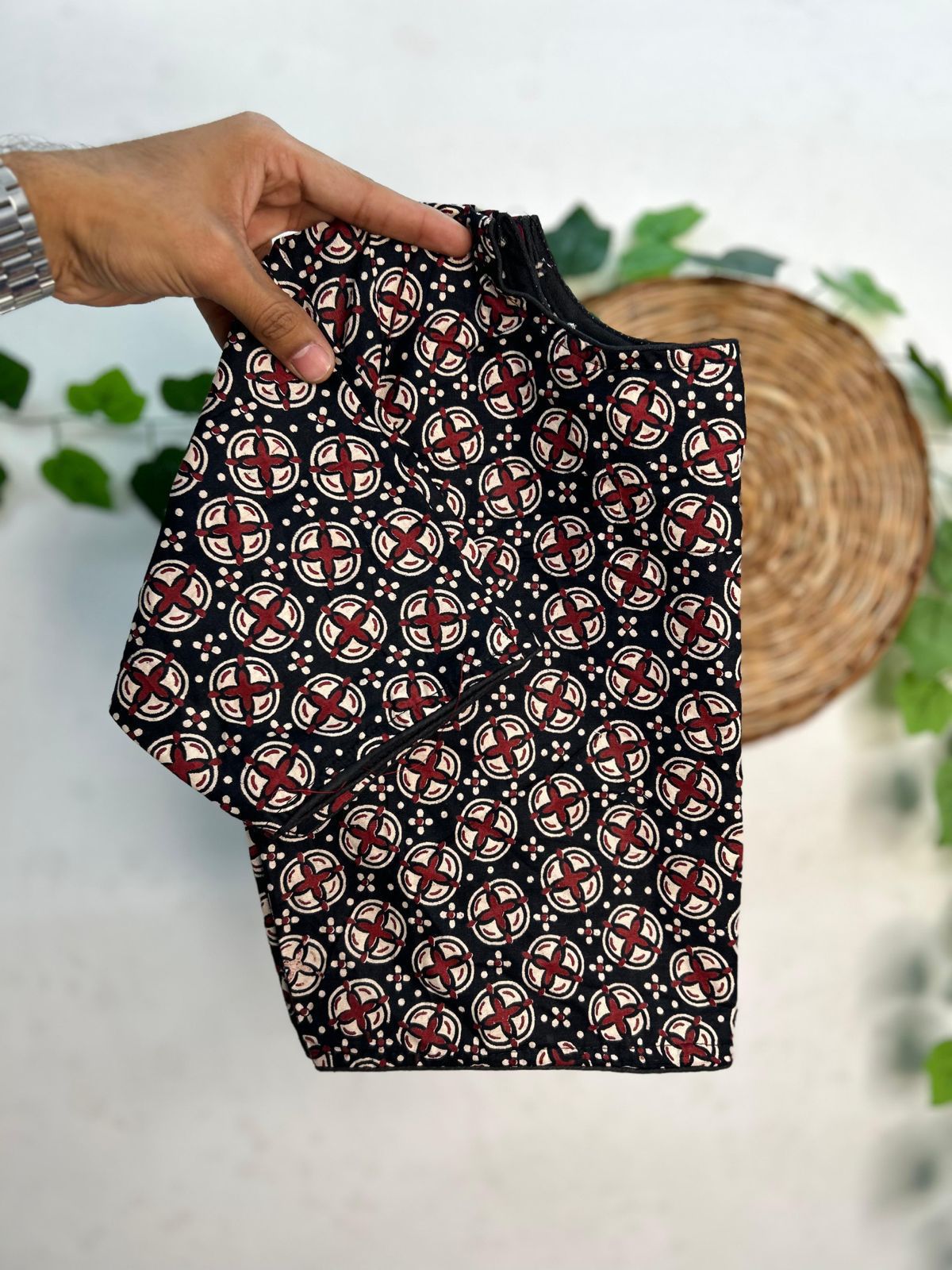 Pure ajrakh cotton ready made blouse