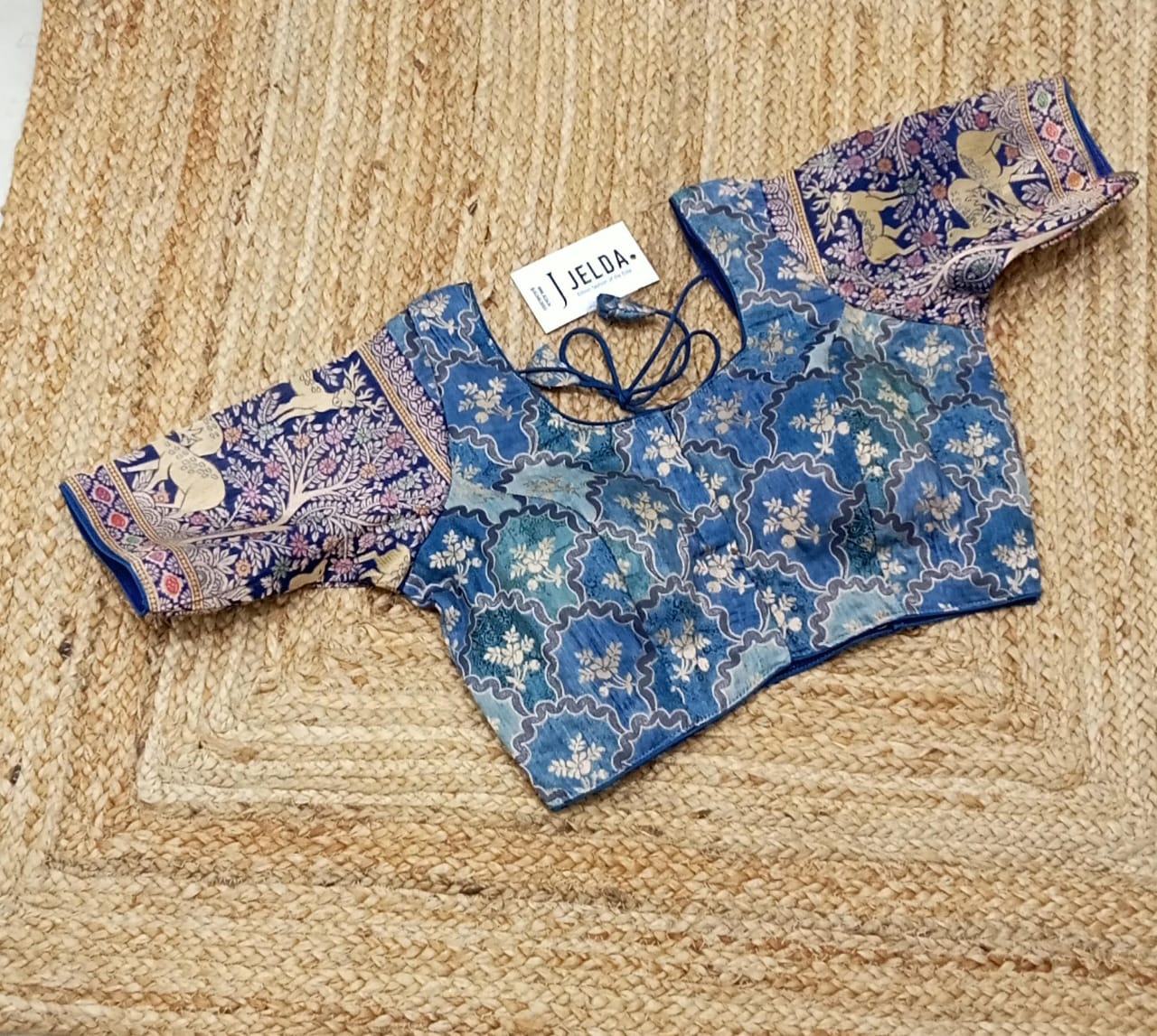 Printed zari work ready made blouse