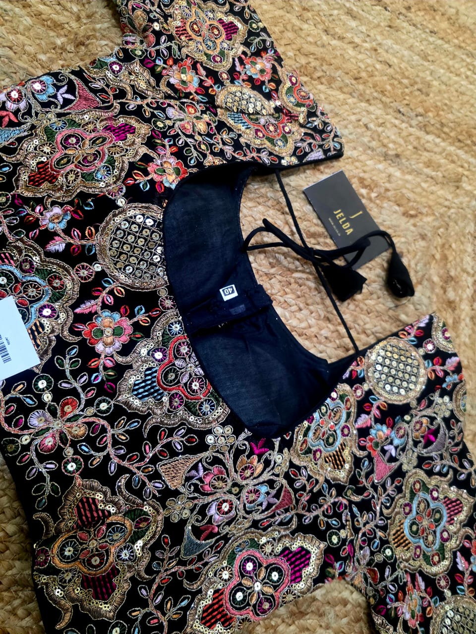 Beautiful Georgette fabric with multi colour embroidery work ready made blouse