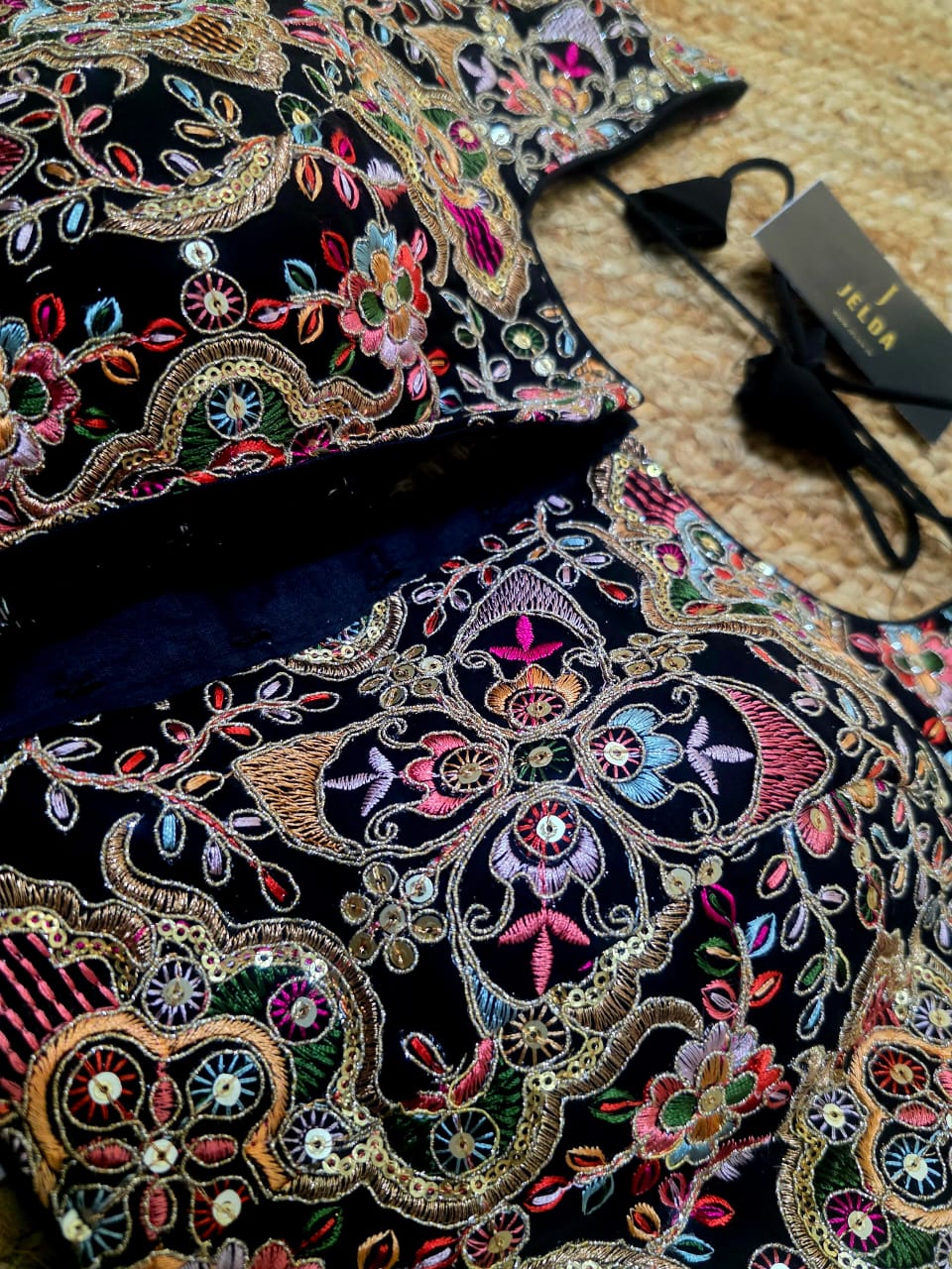 Beautiful Georgette fabric with multi colour embroidery work ready made blouse