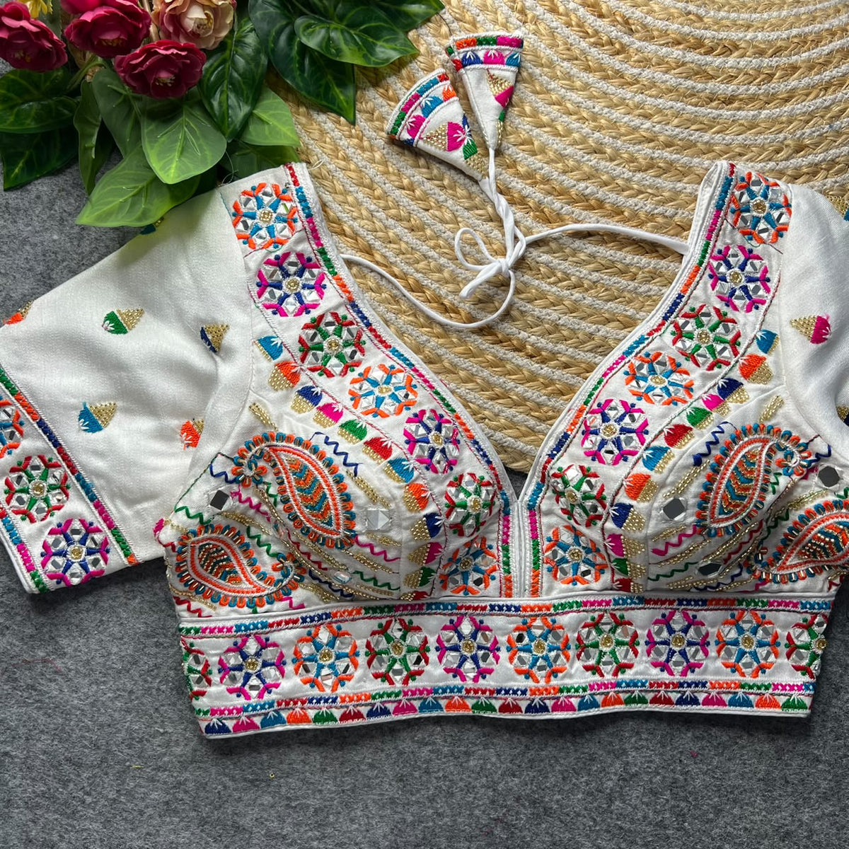 Heavy Beads + Thread work ready made blouse