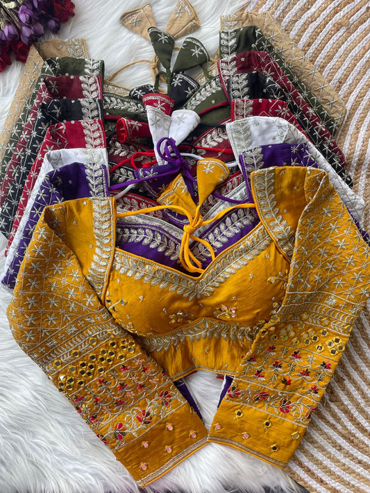 Heavy vichitra silk full sleeve ready made blouse