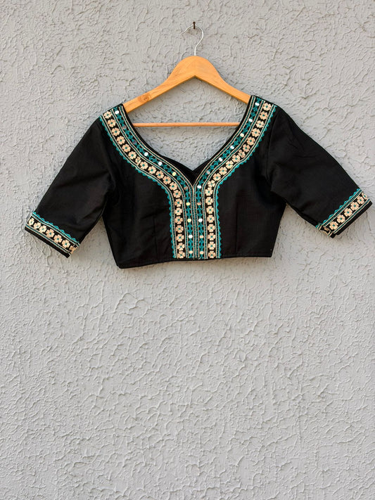 Cotton mirror embroidered designer blouse