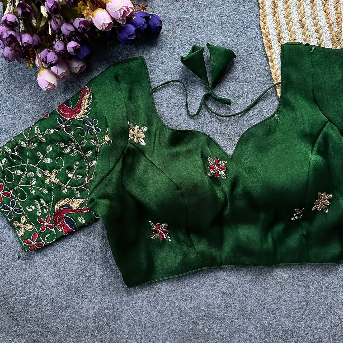 Presenting multi sequins work ready made blouse